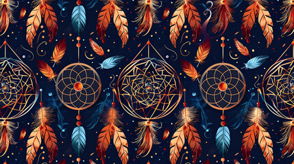 Gossamer-Woven Dreamcatchers ,Ornate dreamcatcher tapestries, woven with threads of hope and woven dreams  - obrazy, fototapety, plakaty