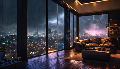 living room in the night