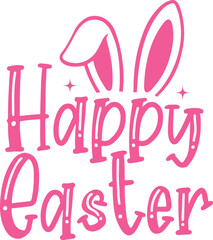 Happy Easter typography clip art design on plain white transparent isolated background for card, shirt, hoodie, sweatshirt, apparel, tag, mug, icon, poster or badge