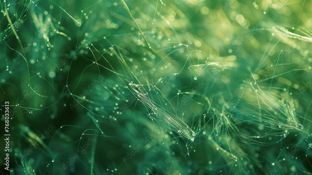 Poster artistic concept visualization of a neural network, with synapse-like connections glowing in a compl