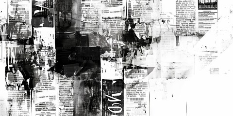 Information Overload Abstract Newsprint Art - obrazy, fototapety, plakaty