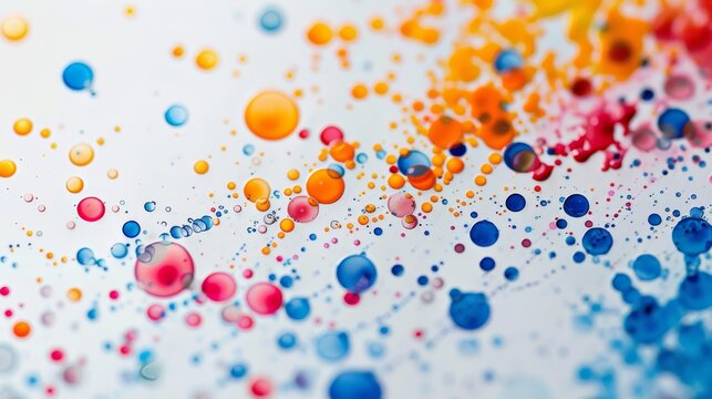 Abstract background of multicolored oil droplets on water, creating a vibrant pattern with a shallow depth of field.