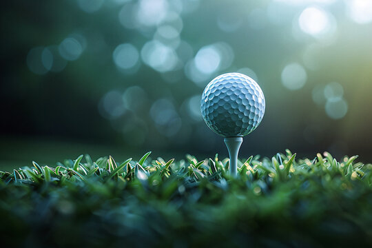 Close-up photo of golf ball resting on the tee.
