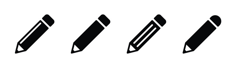 Pencil Icons Set - Sketching and Drawing Symbols