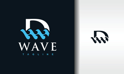 letter D ocean wave logo
