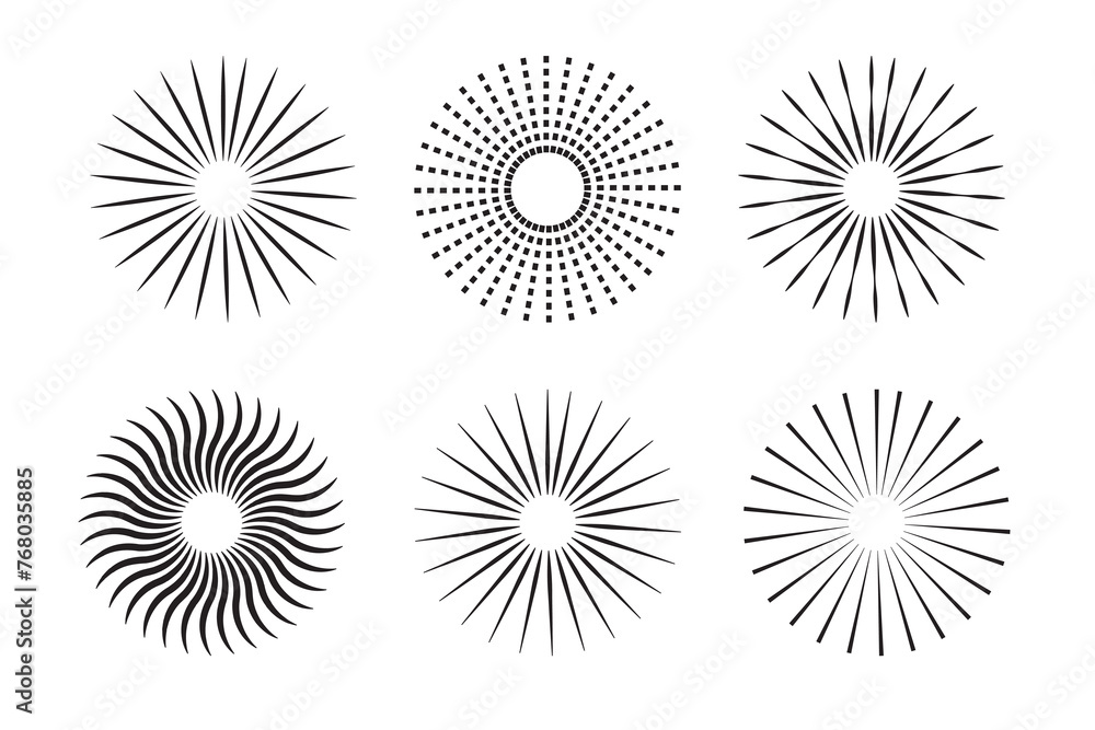 Poster sunburst design elements collection. circular beams vector. sun rise light round decoration elements