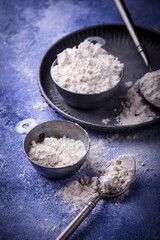 Wheat flour on dark. Baking background