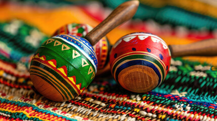 Musical instruments, maracas against the background of the Cinco de Mayo holiday