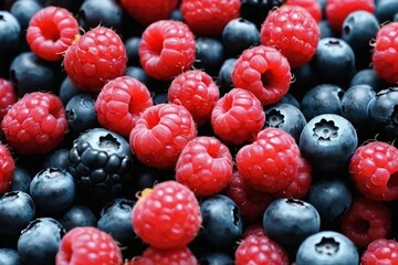 blueberries and raspberries