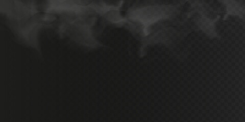 White fog or smoke on dark copy space background. Vector illustration
