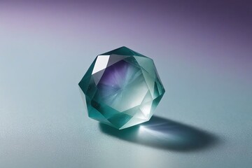 Multifaceted Fluorite Crystal in Purple and Green