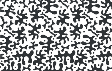 Abstract liquid doodle shape seamless pattern. Creative minimalist style art background, trendy design with basic shapes. Modern black and white wallpaper print EPS VECTOR