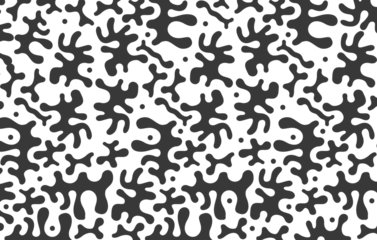 Abstract liquid doodle shape seamless pattern. Creative minimalist style art background, trendy design with basic shapes. Modern black and white wallpaper print PNG
