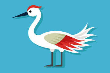 a sticker-of japanese crane bird vector arts illustration