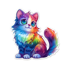 Rainbow cat stickers that are playful and cute.
