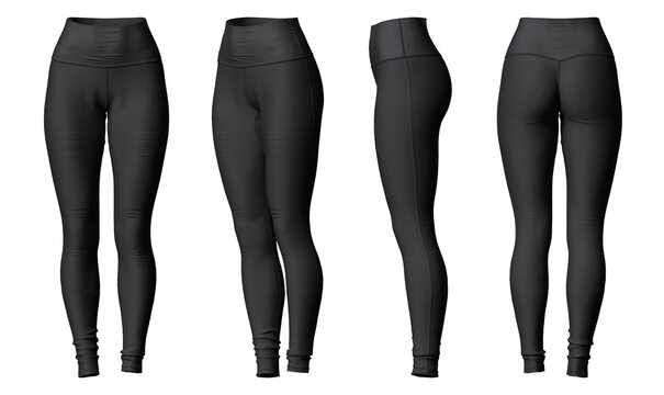 grey legging isolated mockup front, side, back view