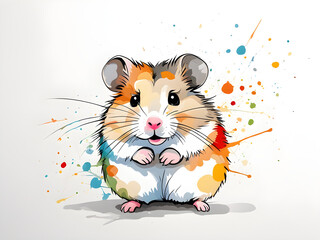 a cute colorful hamster drawn