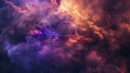 Image of the star sign Libra on a smoke cloud.