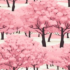 Rows of blooming cherry blossom trees 02 - Perfectly repeating background pattern for your designs