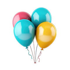3 colorful balloons deflated png