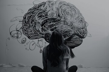 Women are looking at brain graffiti
