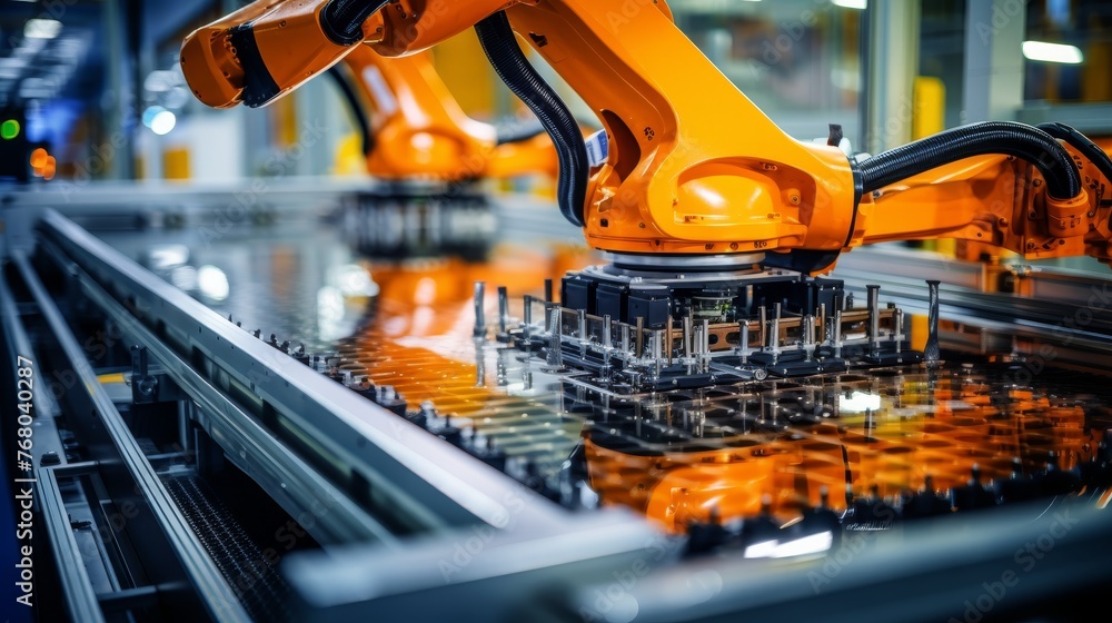 Poster high precision robot arm inside on semiconductor factory
