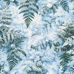 Frost-covered ferns peeking through the snow 01 - Perfectly repeating background pattern for your designs