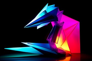 Futuristic Neon Origami: Photography Capturing Radiant Paper