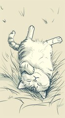 A cat rolling underneath with a solid color background.