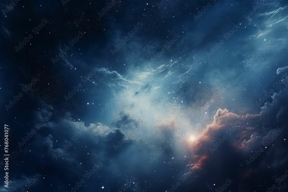 Wall mural a view of a distant galaxy, with stars and nebulae