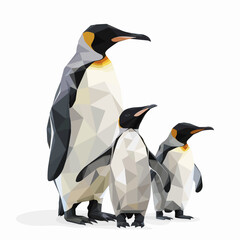 Geometric Penguin Family, vector graphic, white background