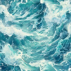 Blue waves on a seafoam green backdrop 04 - Perfectly repeating background pattern for your designs