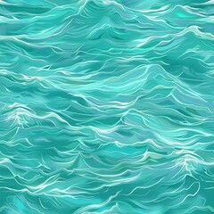Obraz premium Blue waves on a seafoam green backdrop 03 - Perfectly repeating background pattern for your designs