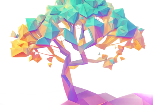 Tree poly banners icons background polygonal color elements Abstract shadow tree long low