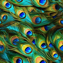 A mosaic of colorful peacock feathers 02 - Perfectly repeating background pattern for your designs