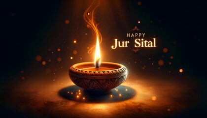 Jur sital celebration background with a traditional oil lamp glowing against a dark backdrop.