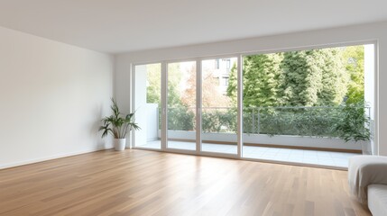  Interior of empty spacious living room with white walls 