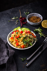 Bulgur with chickpeas and vegetables