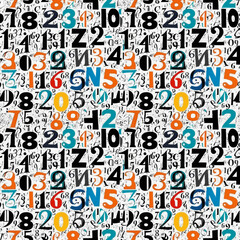 Seamless pattern with letters and number