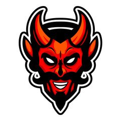 Suave Devil head with horns & mustache