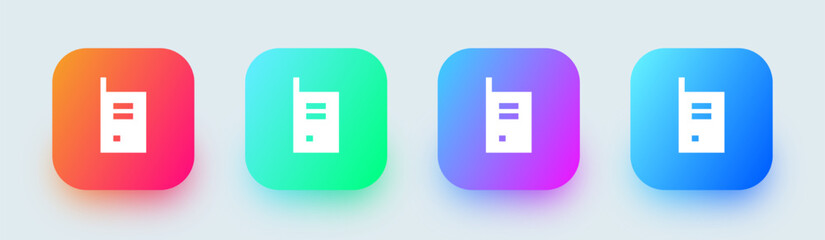 Walkie talkie solid icon in square gradient colors. Radio signs vector illustration.