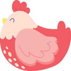 Easter pink chicken vector holiday illustration