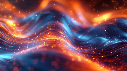 Abstract orange and blue light effects, Beautiful deep blue, pink and orange abstract background with waves, new technologies, Generative AI 