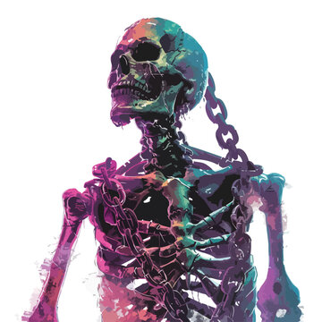 Demon Skeleton in Chains with Changing Colors clipart