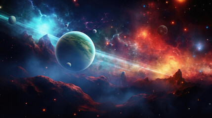 Planets and galaxy, science fiction wallpaper. Beauty of deep space .