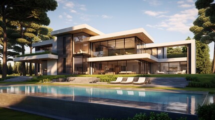 Obraz premium A photo of a Simple and Modern Mansion Design