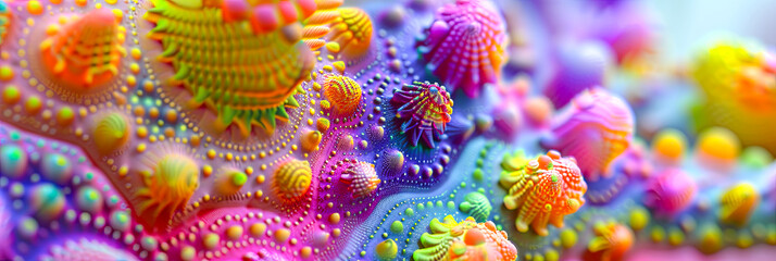 Fraktale 3D Elemente. Mikroskopische Plasm Moleküle. Neue Technologie unter Mikroskop  © shokokoart