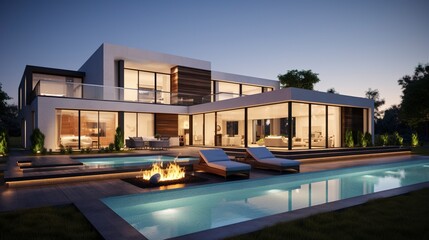 Fototapeta premium A photo of a Simple and Modern Villa Design