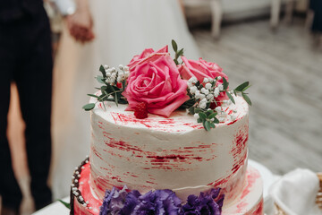 wedding cake in banquet in restaurant