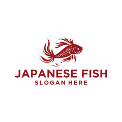 Red japanese fish logo vector illustration